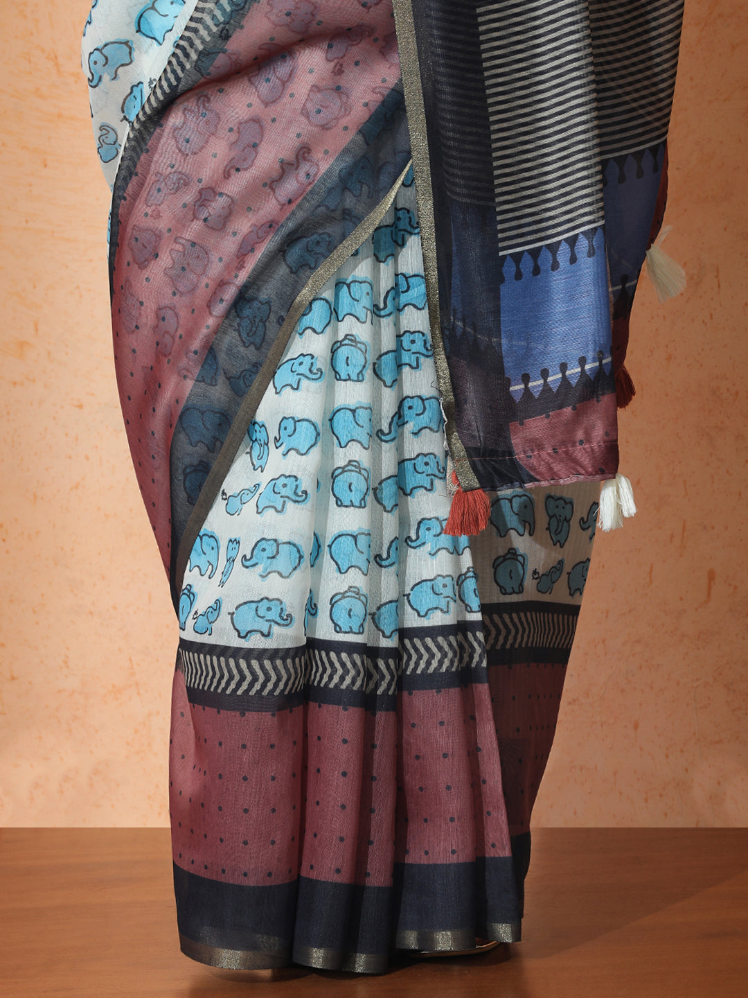 Floral Chanderi Cotton Saree with Unstiched Blouse
