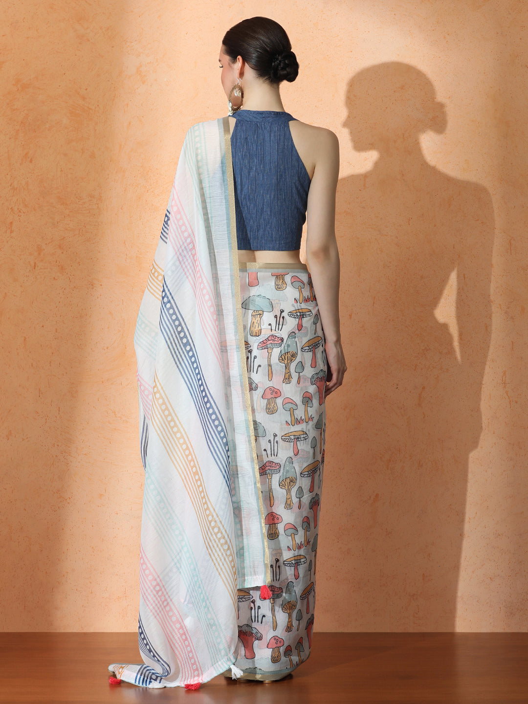 Floral Chanderi Cotton Saree with Unstiched Blouse