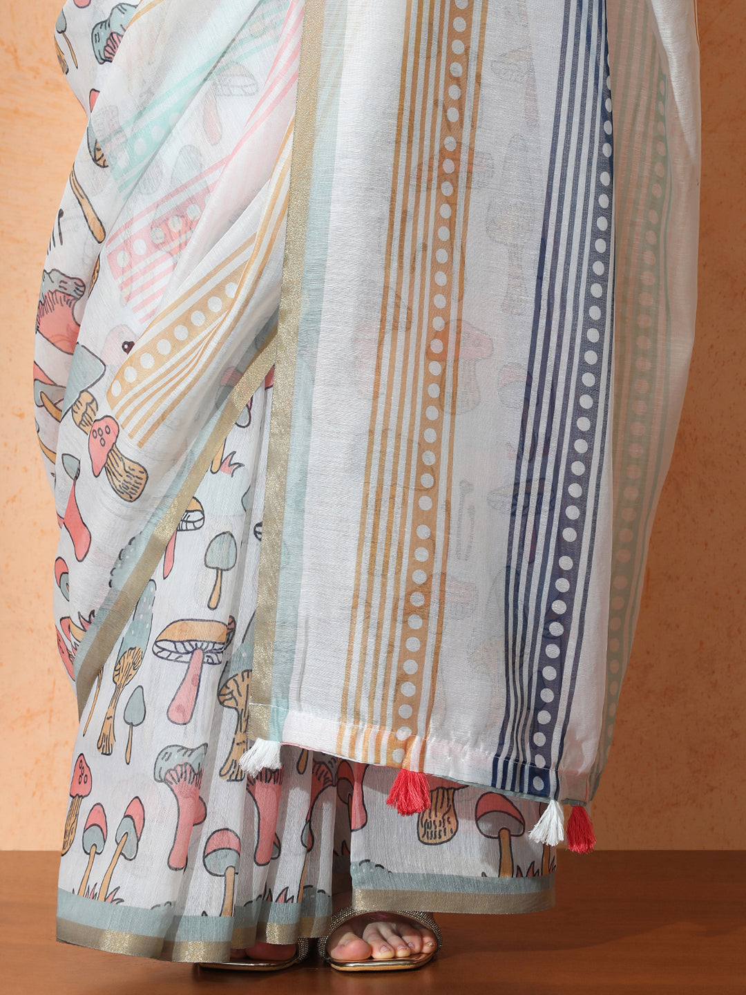 Floral Chanderi Cotton Saree with Unstiched Blouse