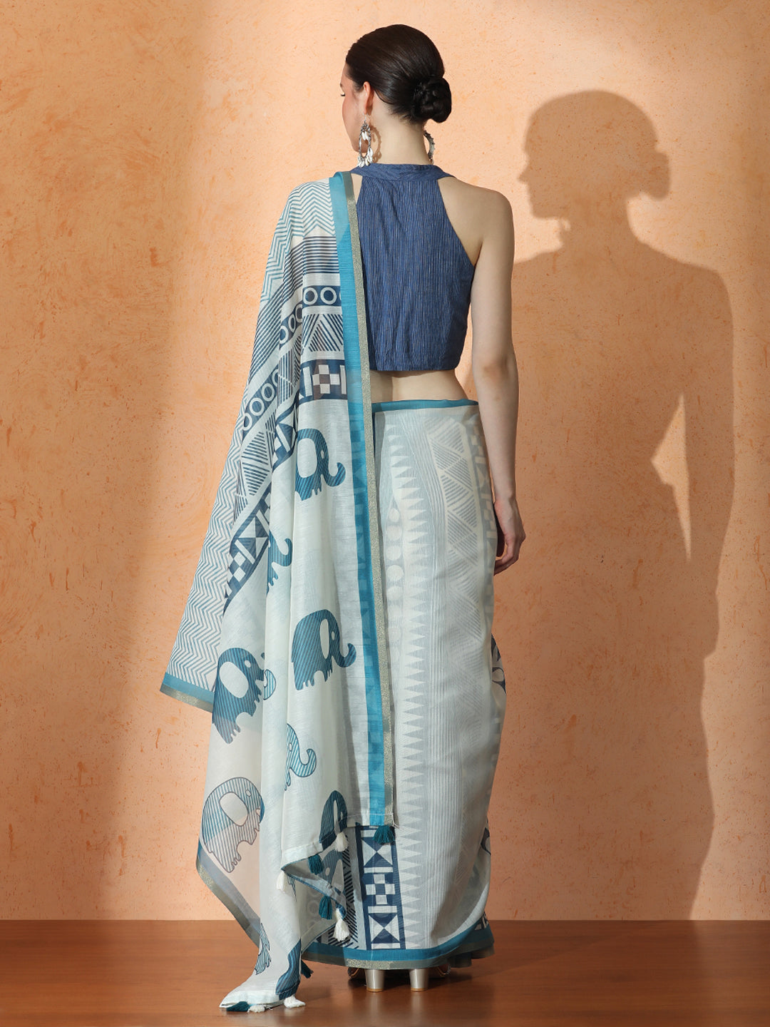 Geometric Chanderi Cotton Saree with Unstiched Blouse