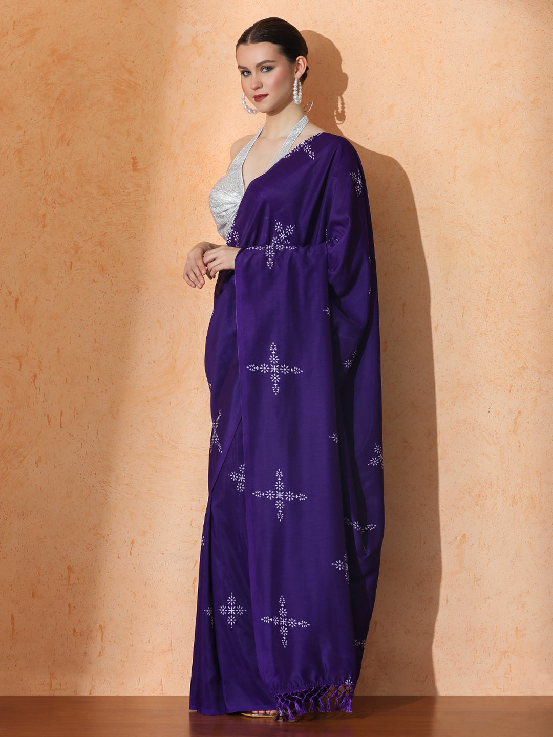 Floral Muslin Cotton Saree with Unstiched Blouse