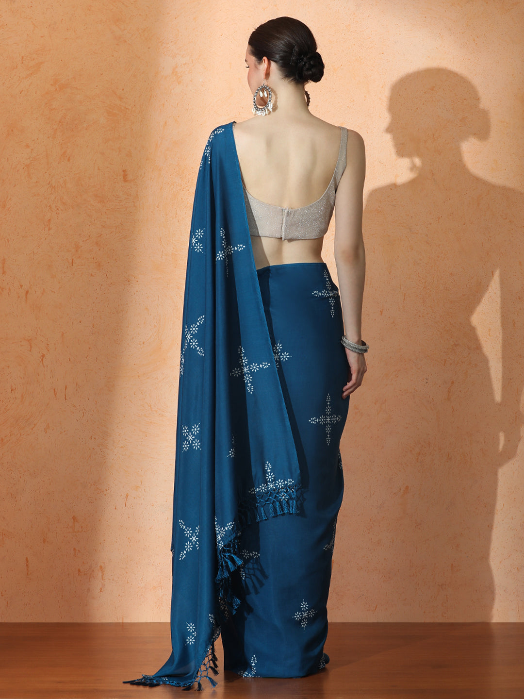 Floral Muslin Cotton Saree with Unstiched Blouse