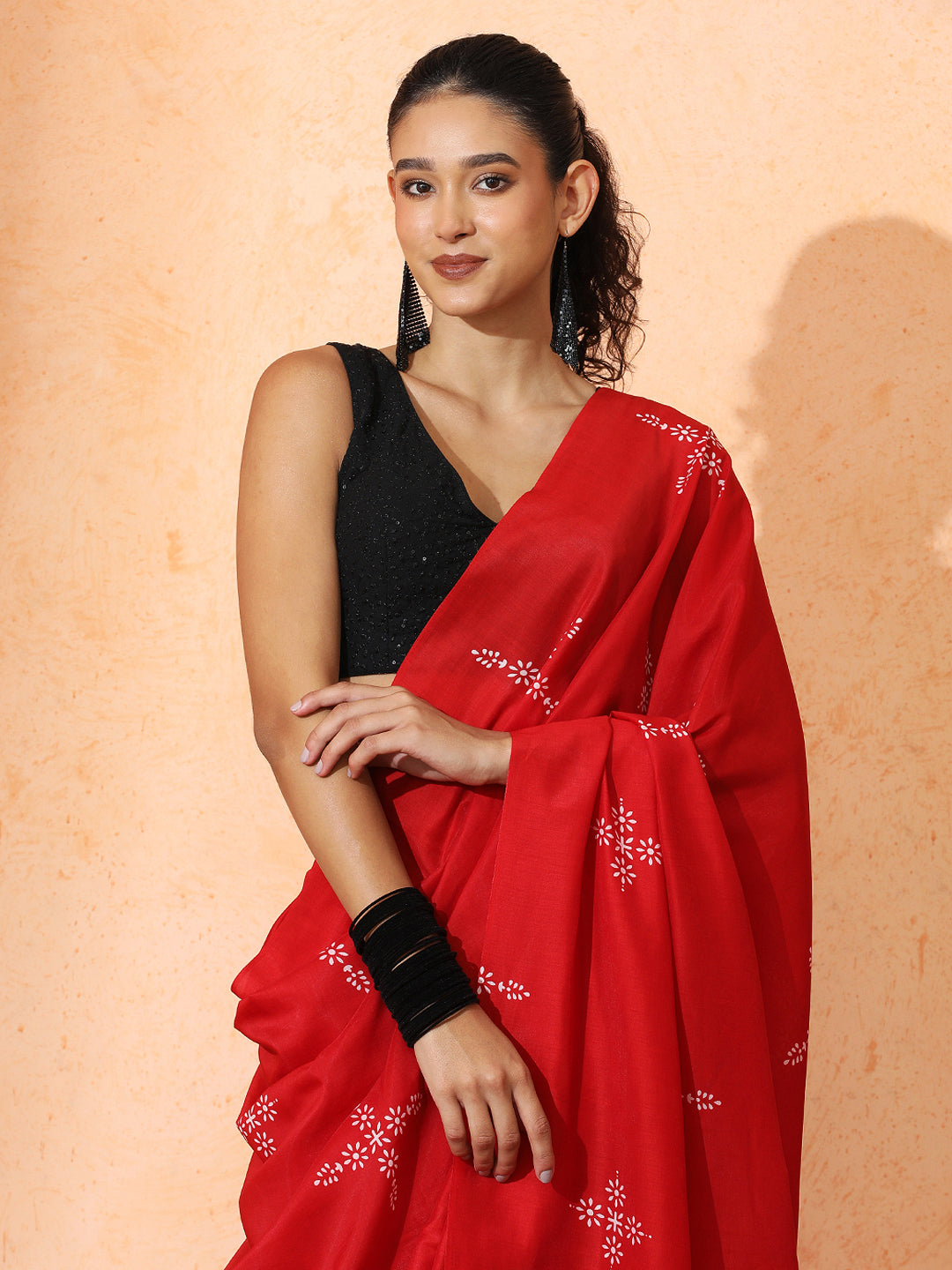 Floral Muslin Cotton Saree with Unstiched Blouse