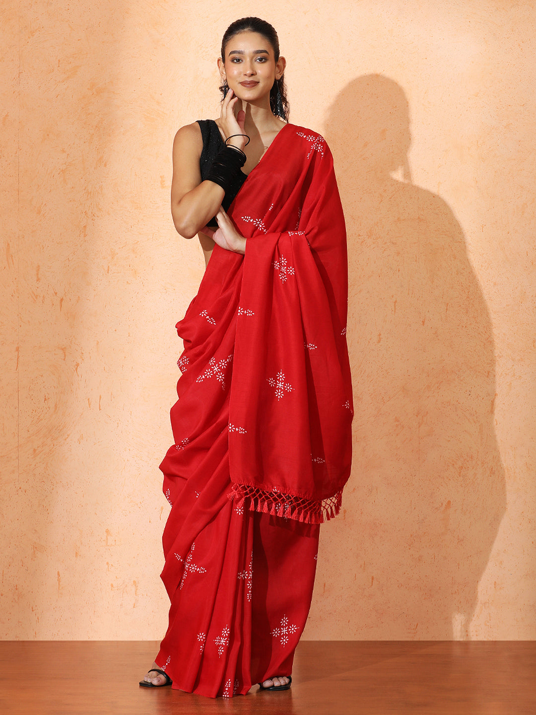 Floral Muslin Cotton Saree with Unstiched Blouse