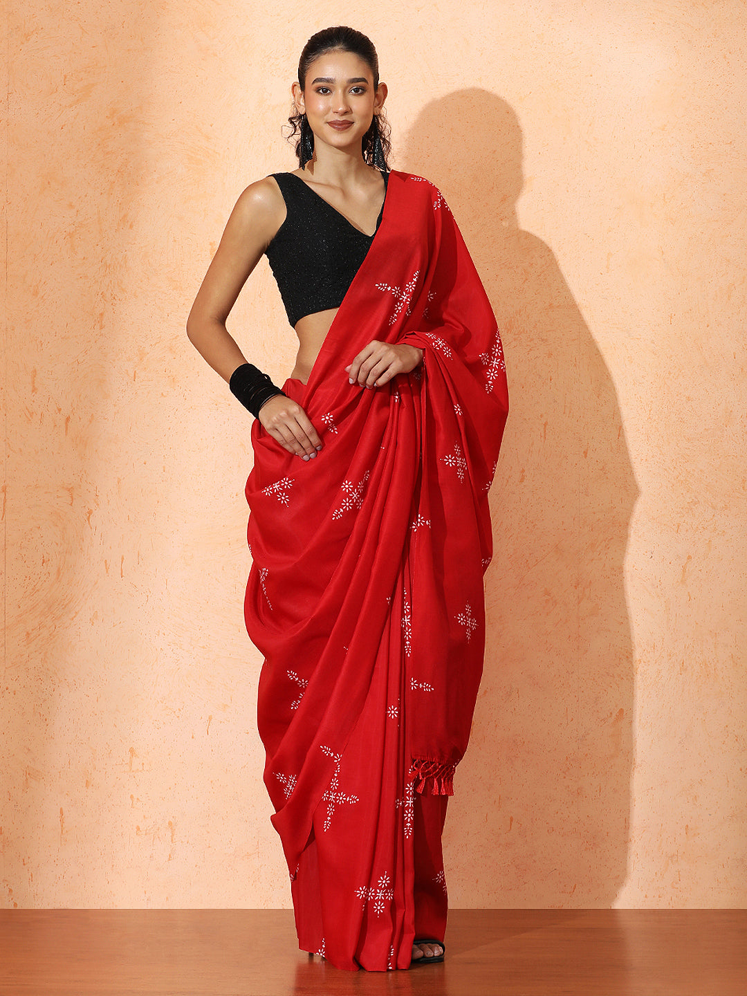 Floral Muslin Cotton Saree with Unstiched Blouse