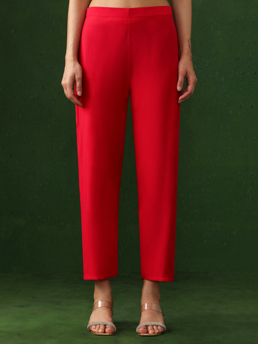 Floral Embroidered Straight Chanderi Silk Kurta & Trousers Sets