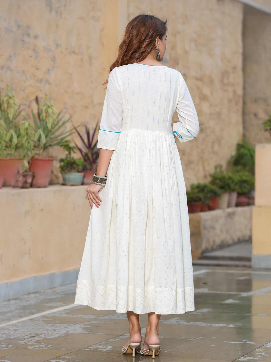 White Solid Cotton Dobby Kurtas