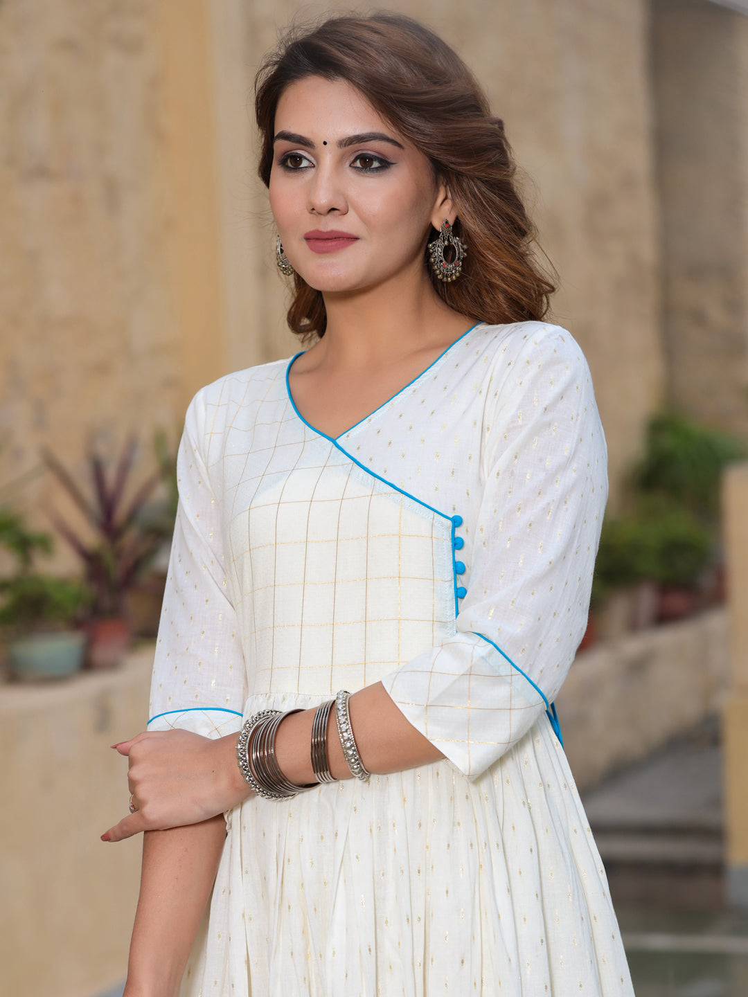 White Solid Cotton Dobby Kurtas