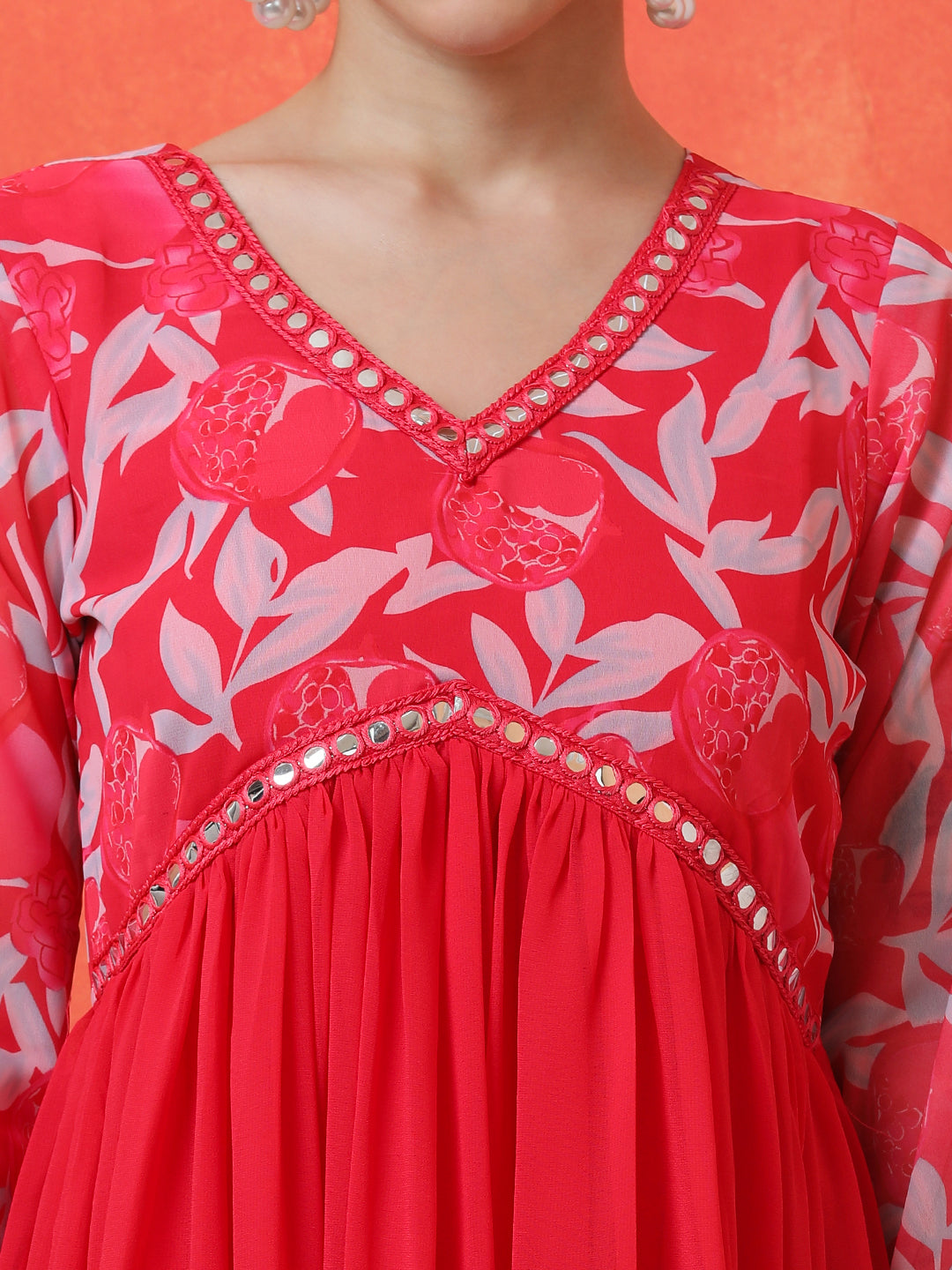 Floral Embroidered Anarkali Ethnic Dress With Dupatta