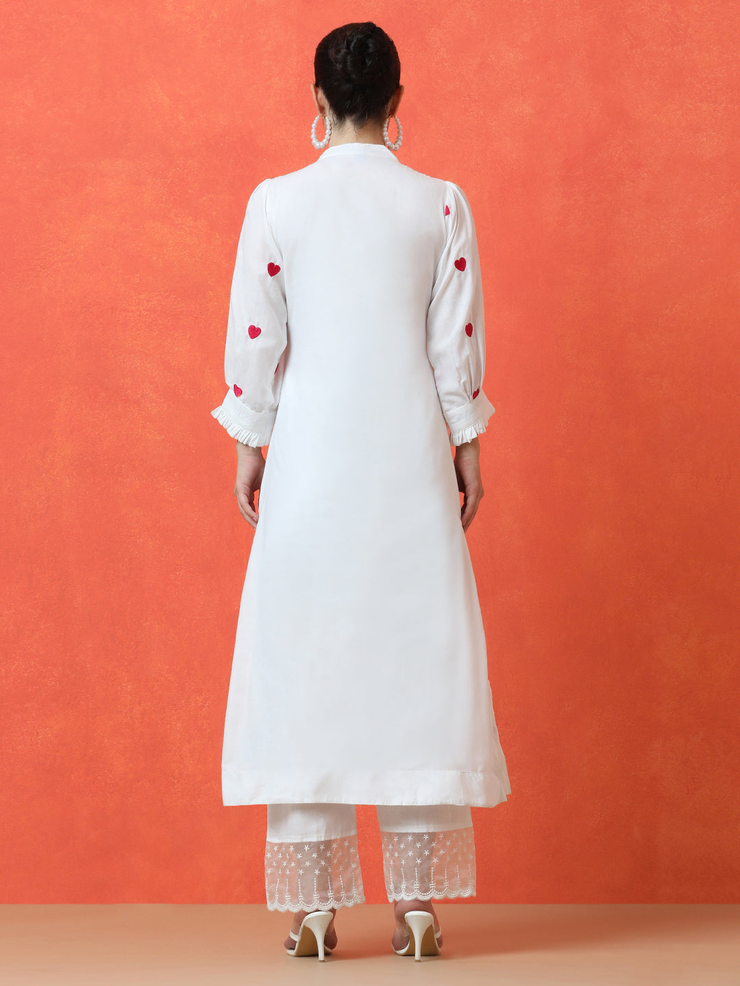 Solid Embroidered A-Line Pure Cotton Kurta & Trousers Sets