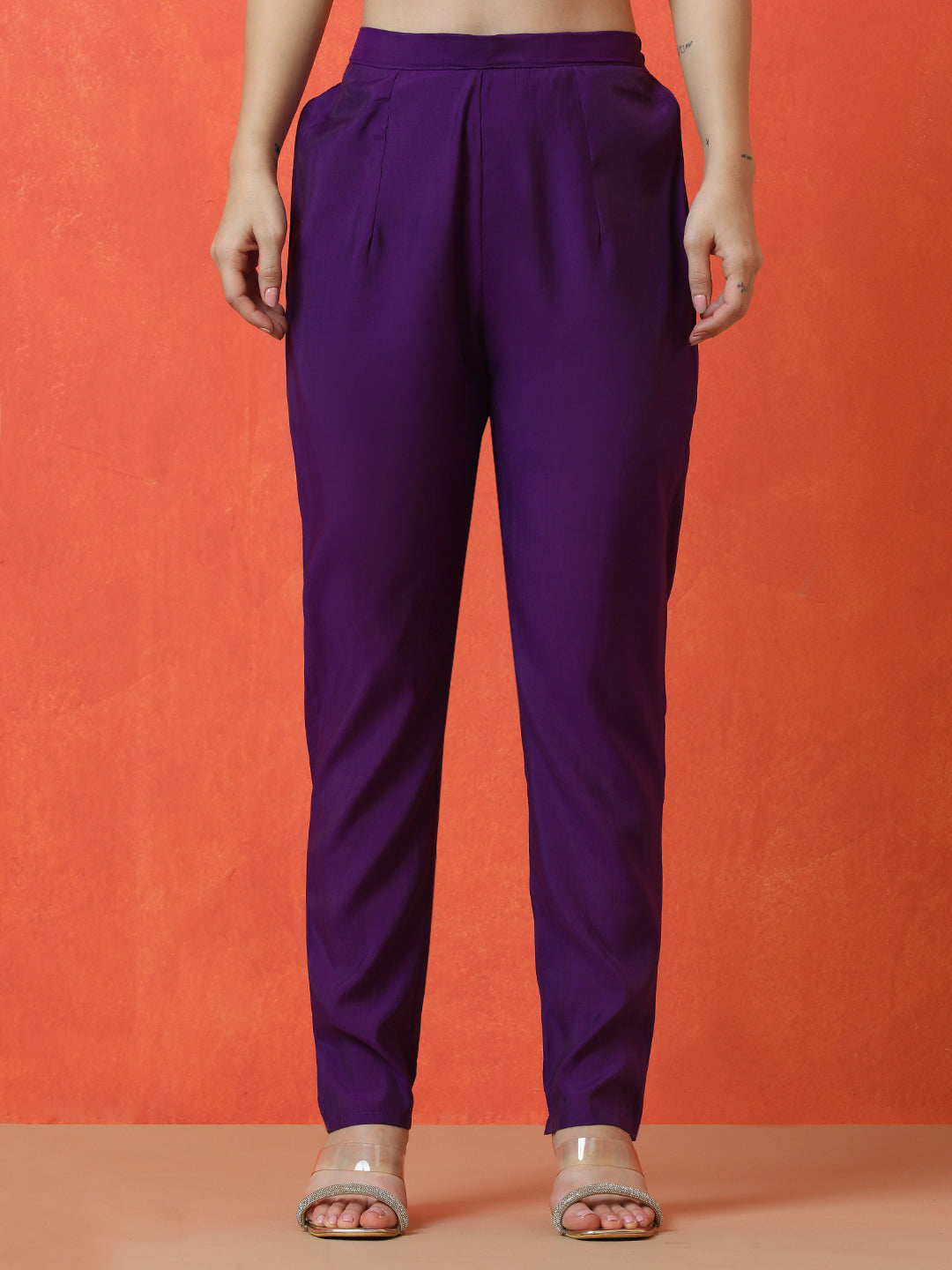 Floral Embroidered Straight Silk Blend Kurta & Trousers Sets