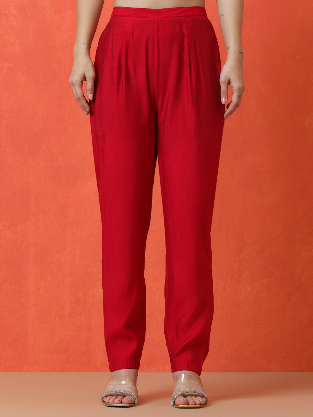 Floral Embroidered Straight Silk Blend Kurta & Trousers Sets