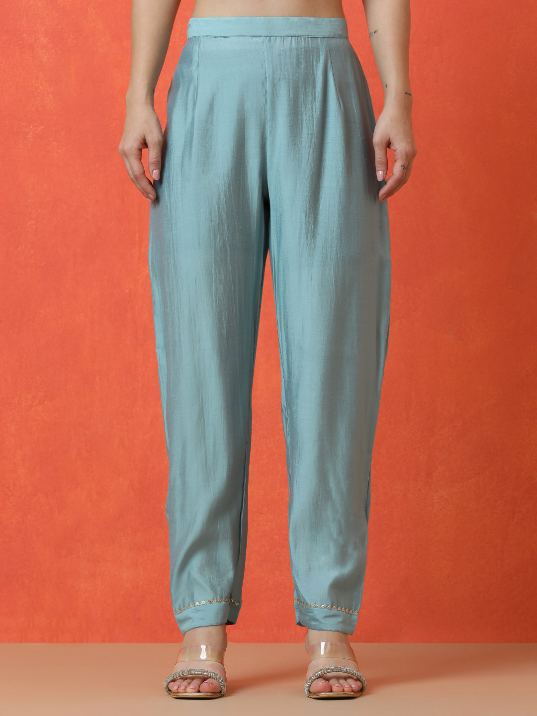 Floral Embroidered Straight Silk Blend Kurta & Trousers Sets