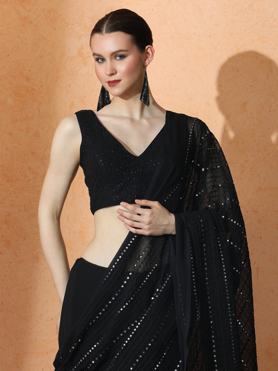 Embellished Premium Georgette Saree with Unstiched Blouse