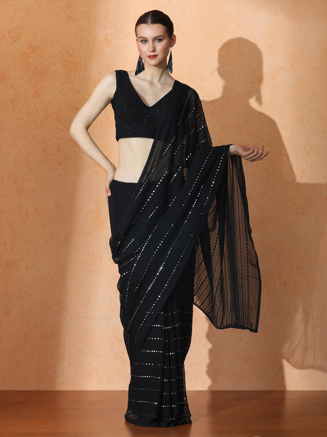 Embellished Premium Georgette Saree with Unstiched Blouse