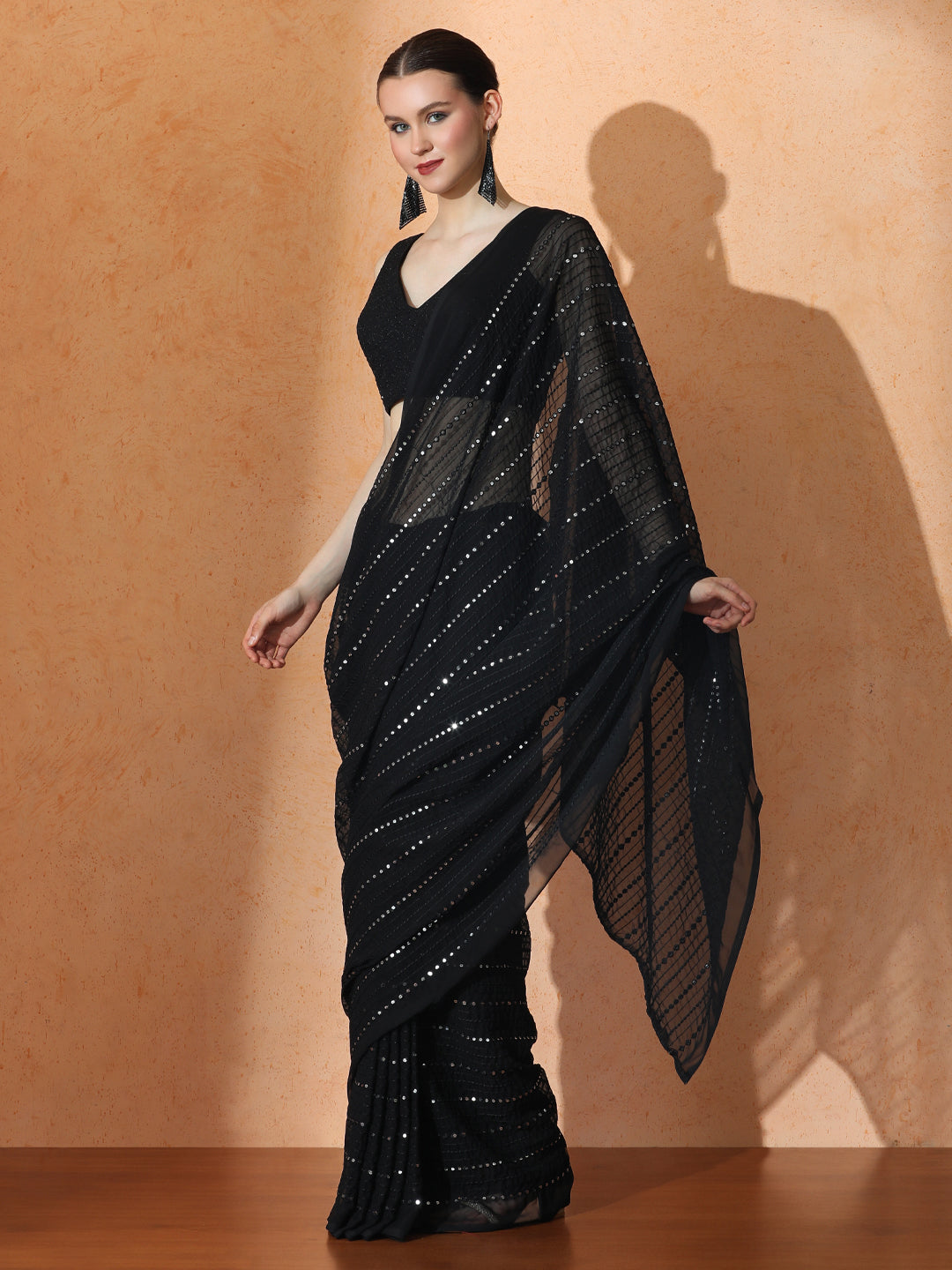 Embellished Premium Georgette Saree with Unstiched Blouse