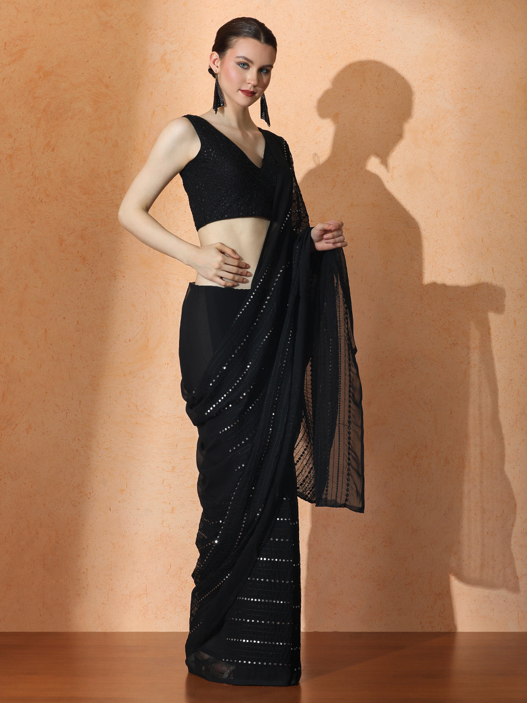 Embellished Premium Georgette Saree with Unstiched Blouse