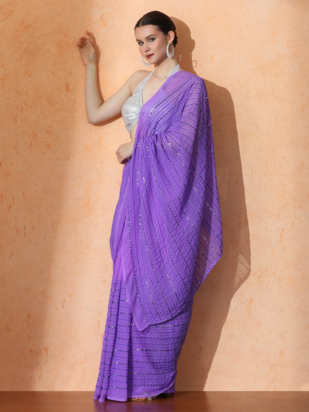 Embellished Premium Georgette Saree with Unstiched Blouse