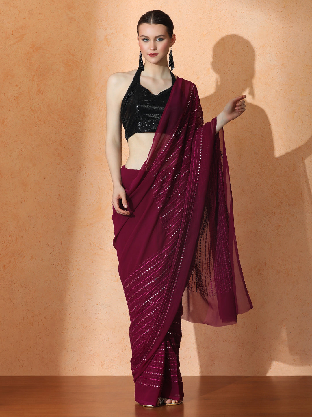 Embellished Premium Georgette Saree with Unstiched Blouse
