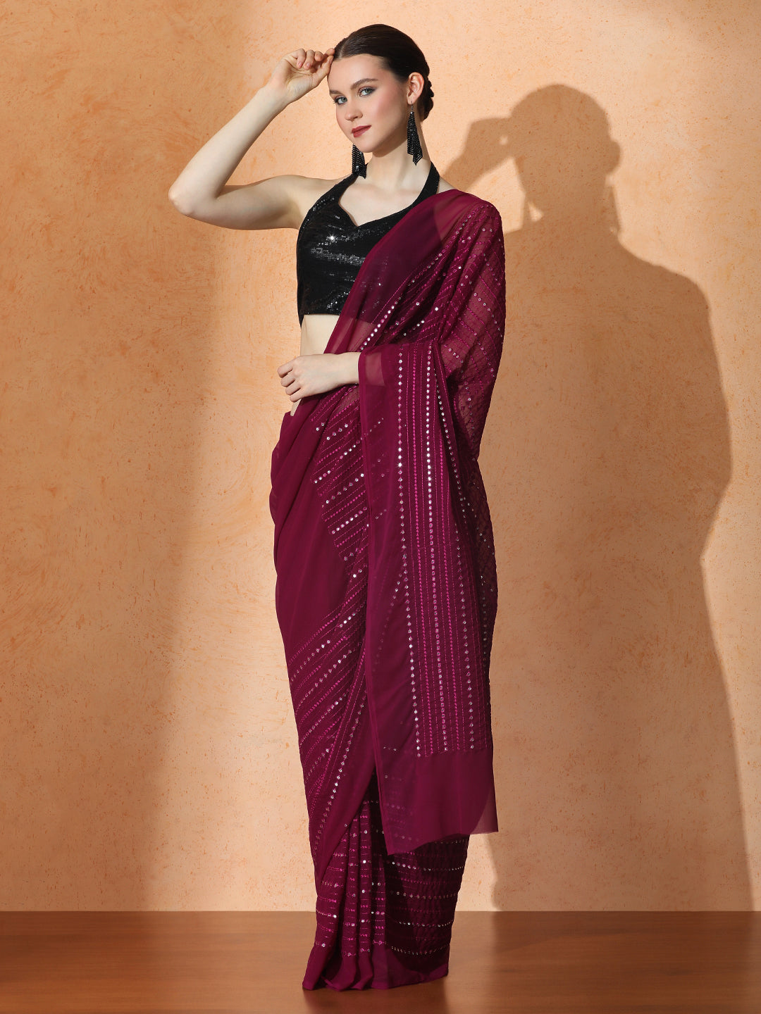 Embellished Premium Georgette Saree with Unstiched Blouse