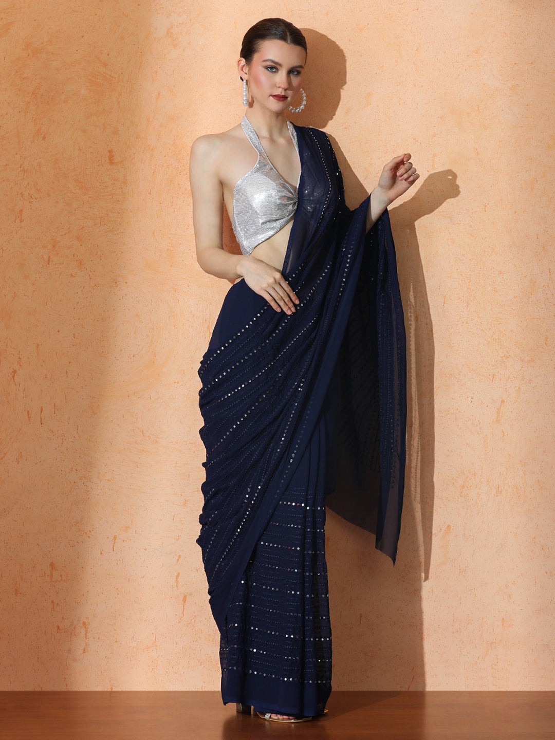 Embellished Premium Georgette Saree with Unstiched Blouse