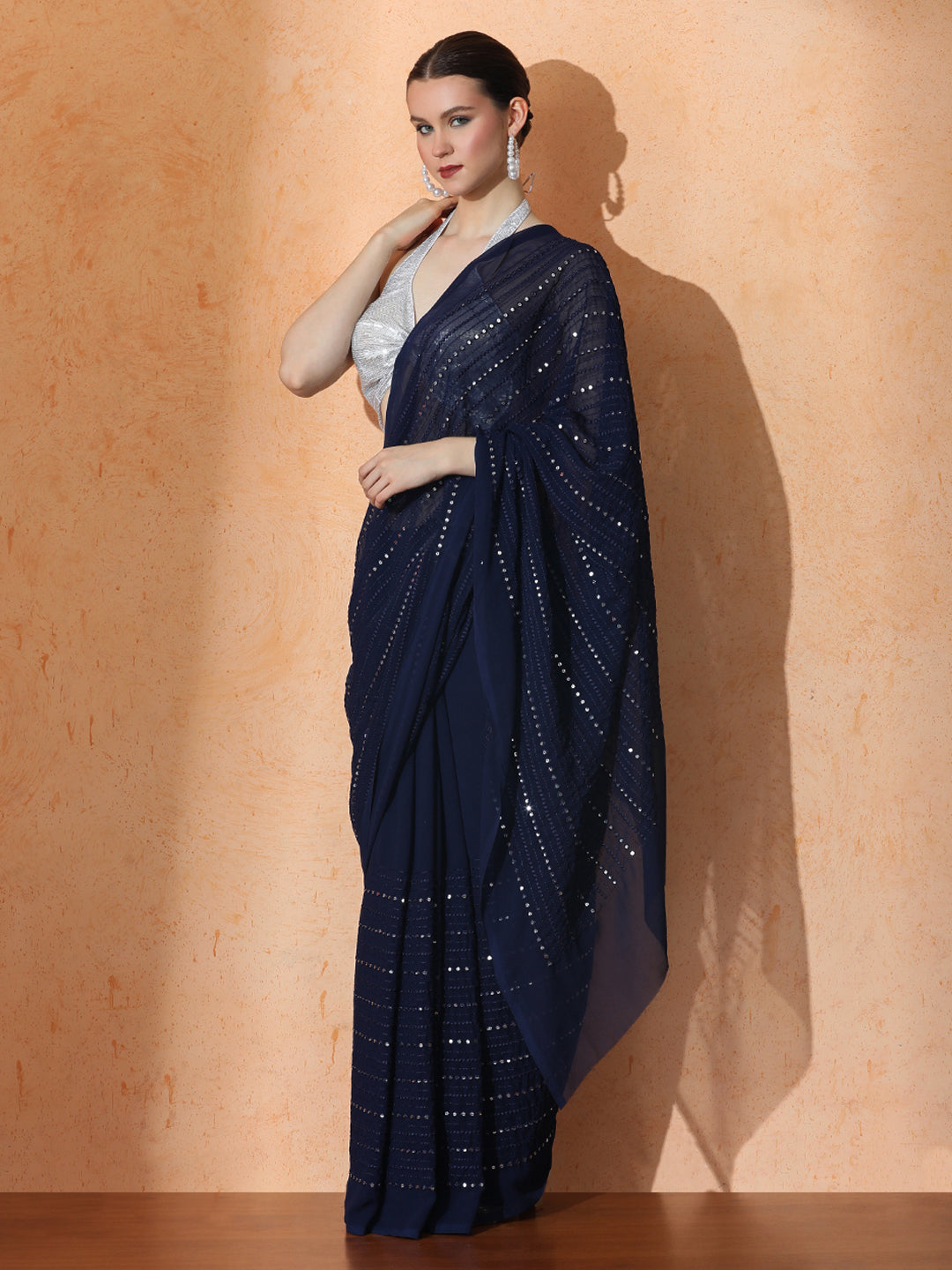 Embellished Premium Georgette Saree with Unstiched Blouse