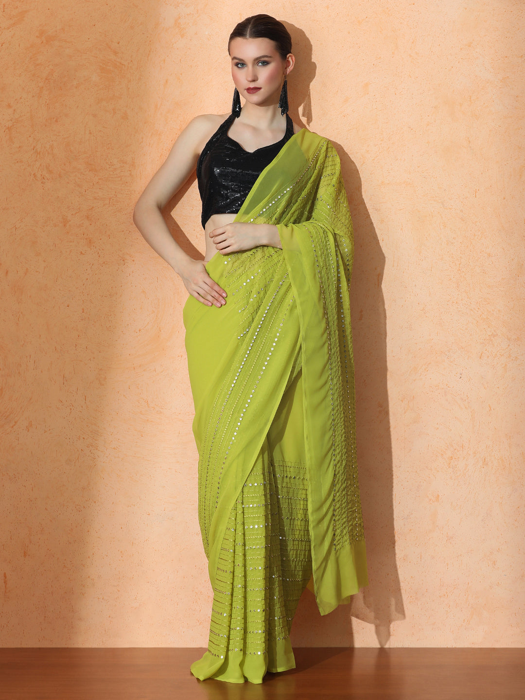 Embellished Premium Georgette Saree with Unstiched Blouse