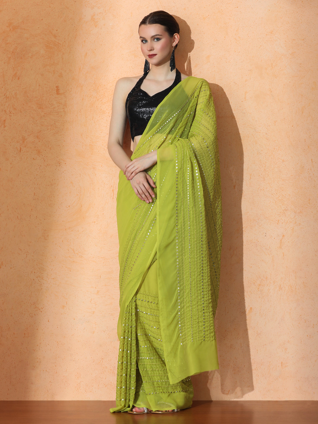 Embellished Premium Georgette Saree with Unstiched Blouse