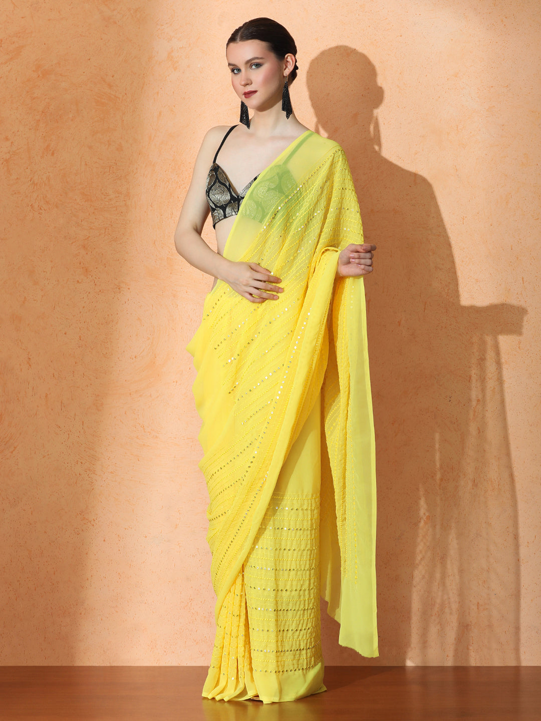 Embellished Premium Georgette Saree with Unstiched Blouse