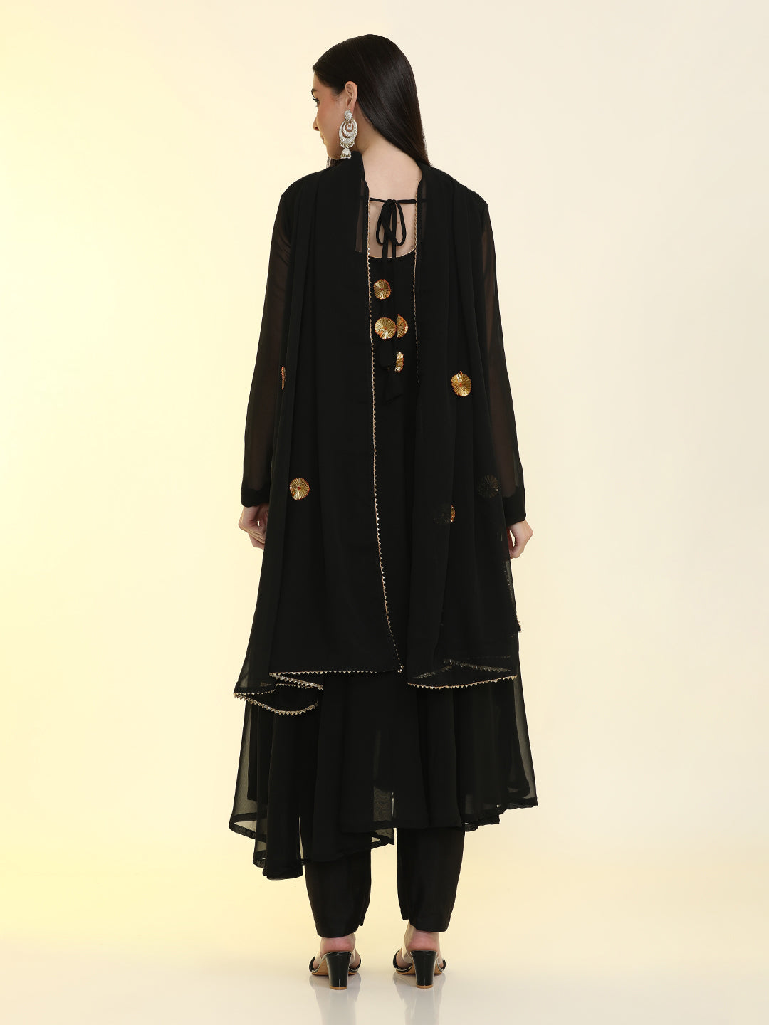 Solid Solid Anarkali Georgette Flared Kurta & Trousers Sets