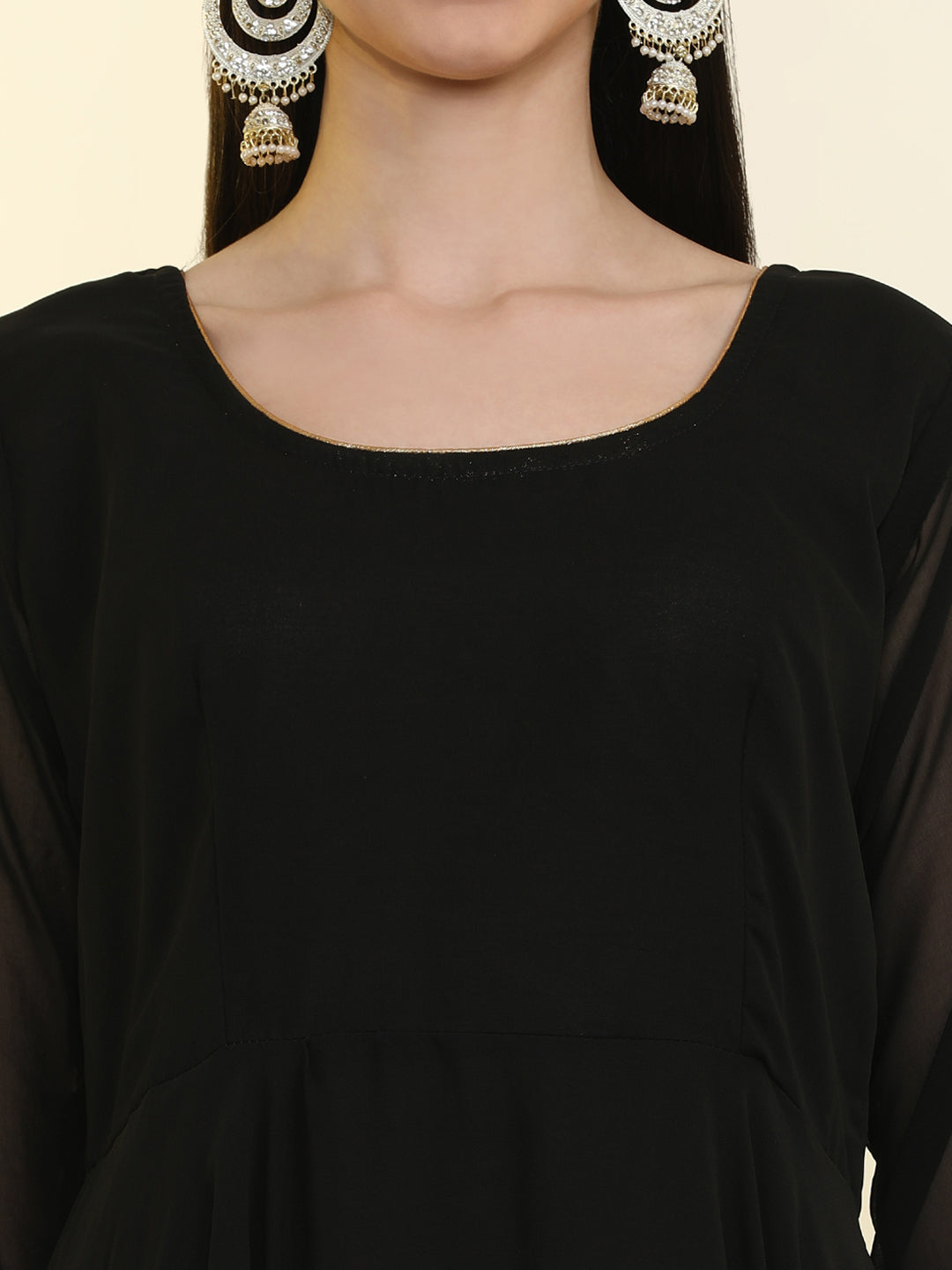 Solid Solid Anarkali Georgette Flared Kurta & Trousers Sets