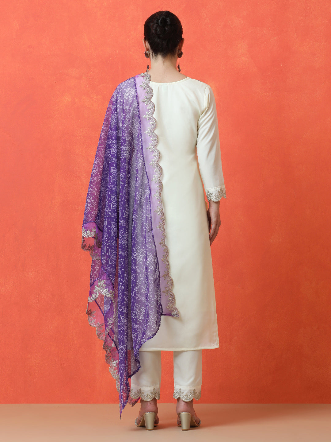Floral Embroidered Straight Silk Blend Kurta & Trousers Sets