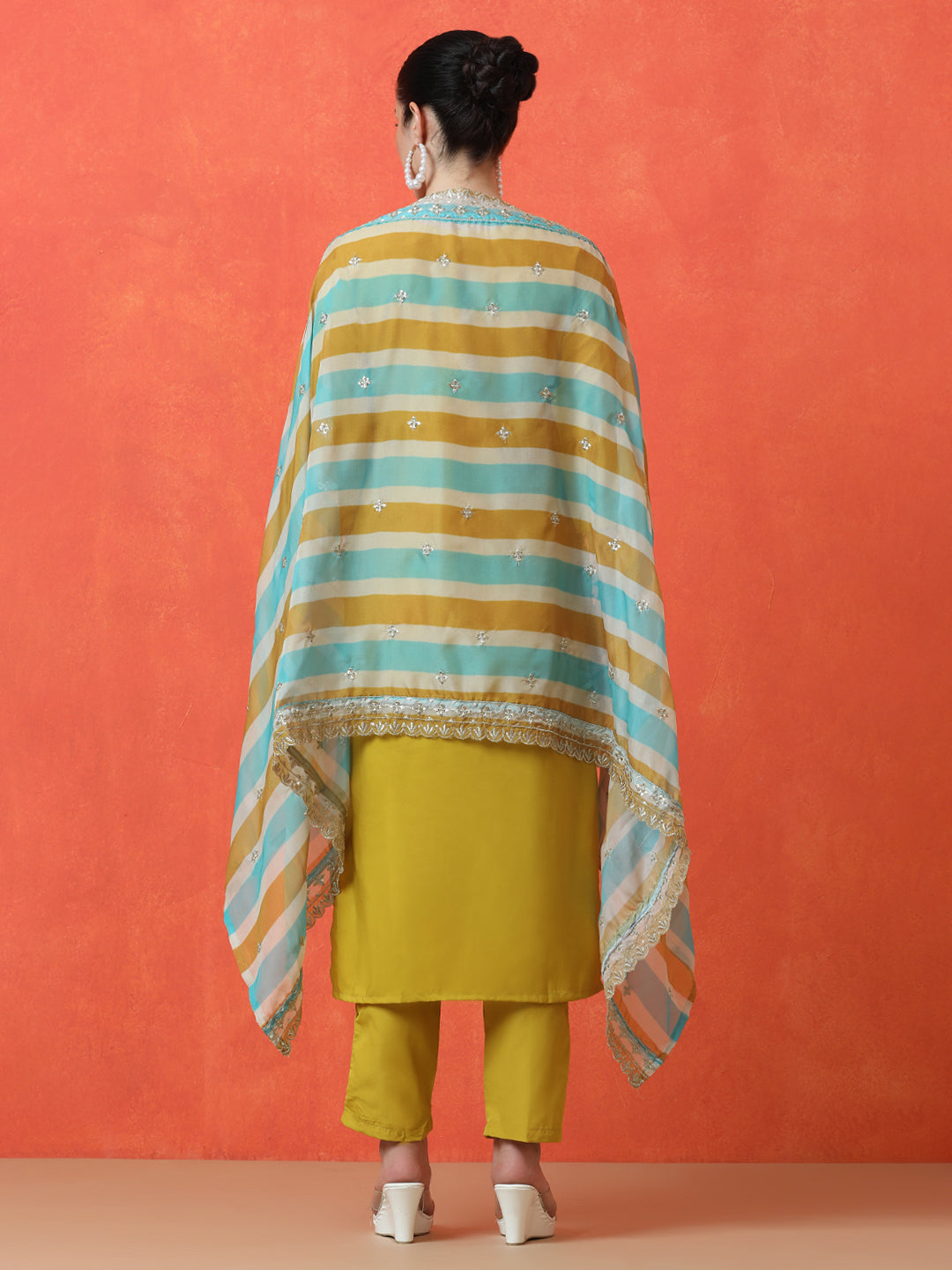 Floral Embroidered Straight Silk Blend Kurta & Trousers Sets