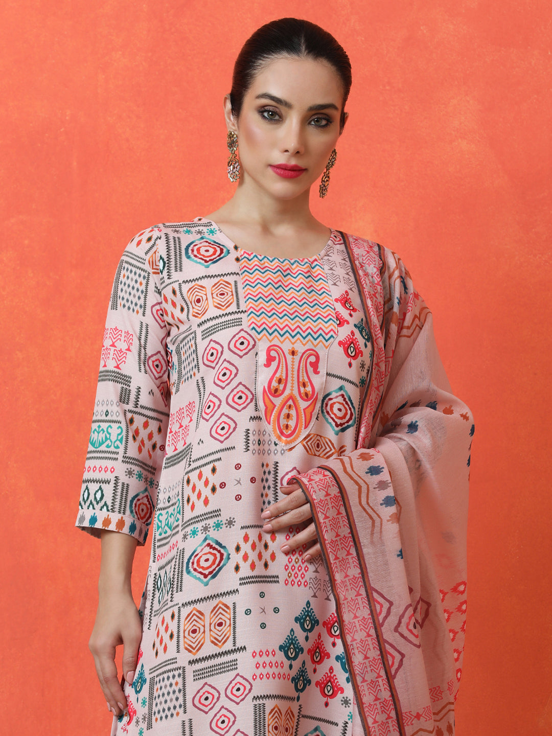 Floral Printed Straight Pure Cotton Kurta & Trousers Sets