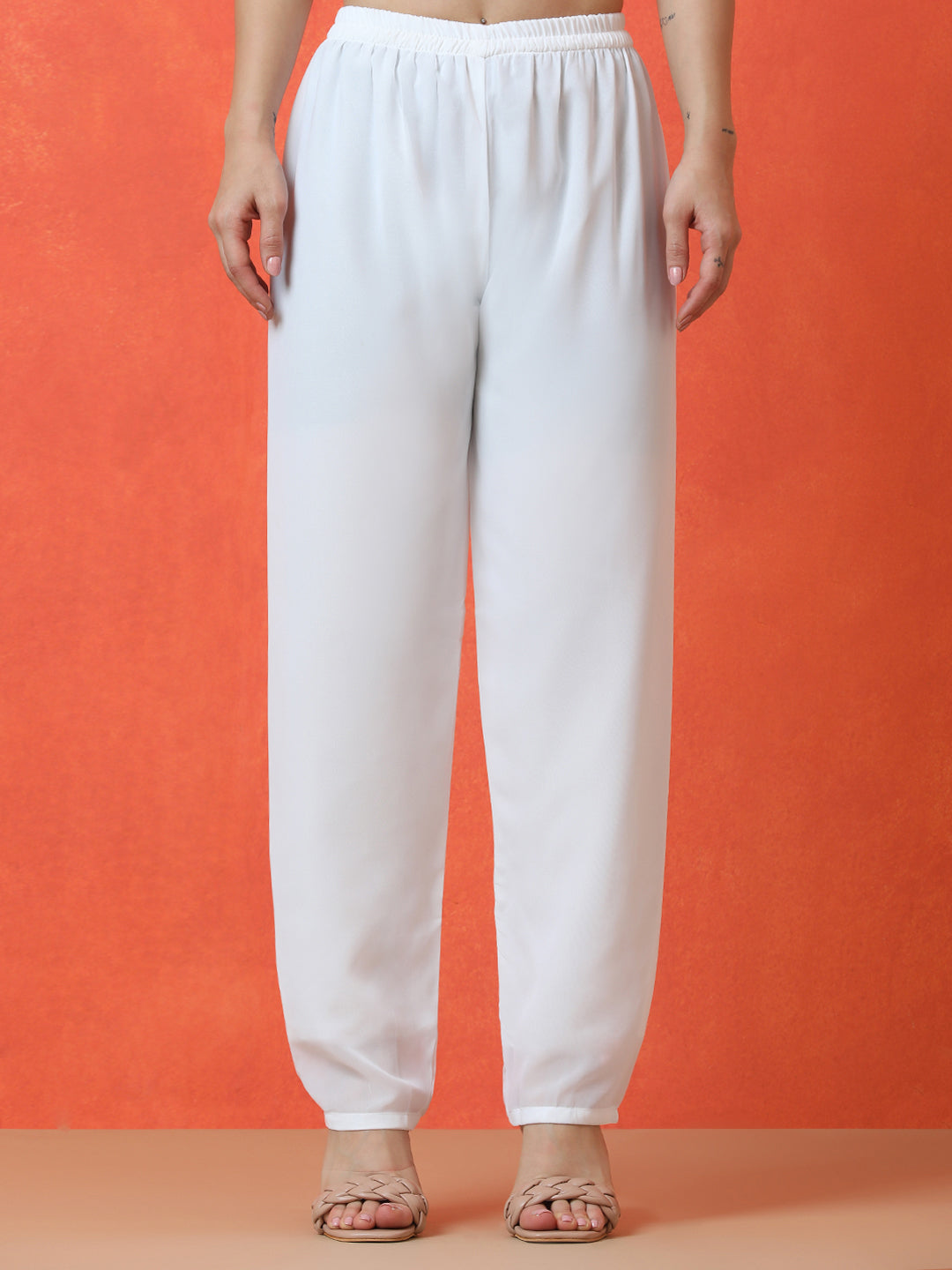 Floral Embroidered Straight Poly Georgette Kurta & Trousers Sets