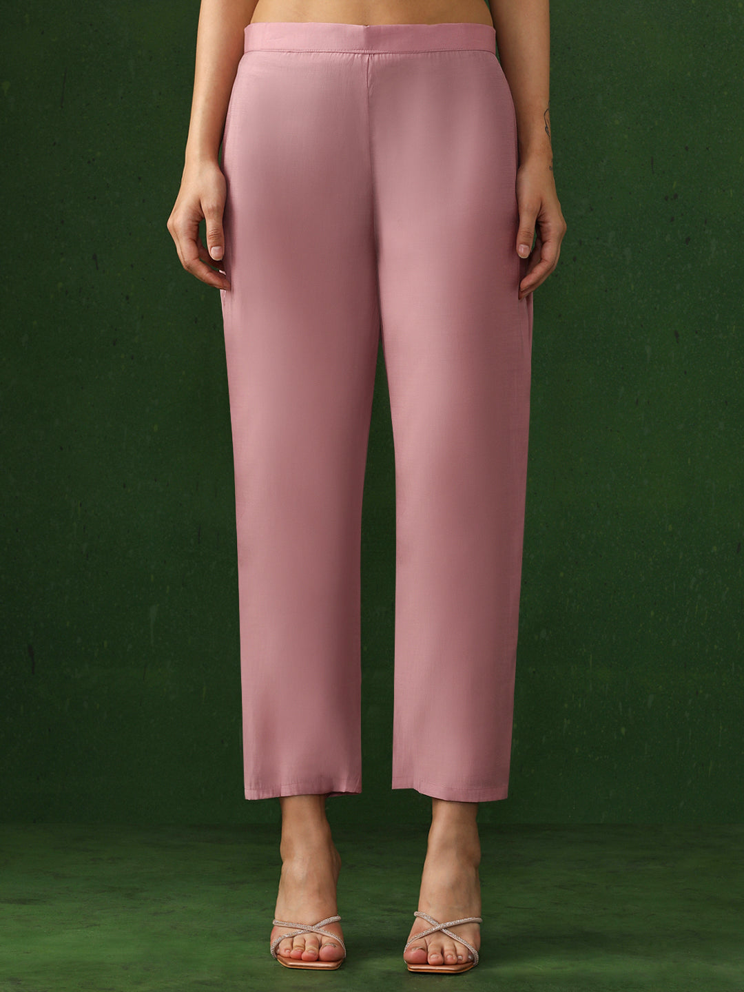 Floral Embroidered Straight Chanderi Silk Kurta & Trousers Sets