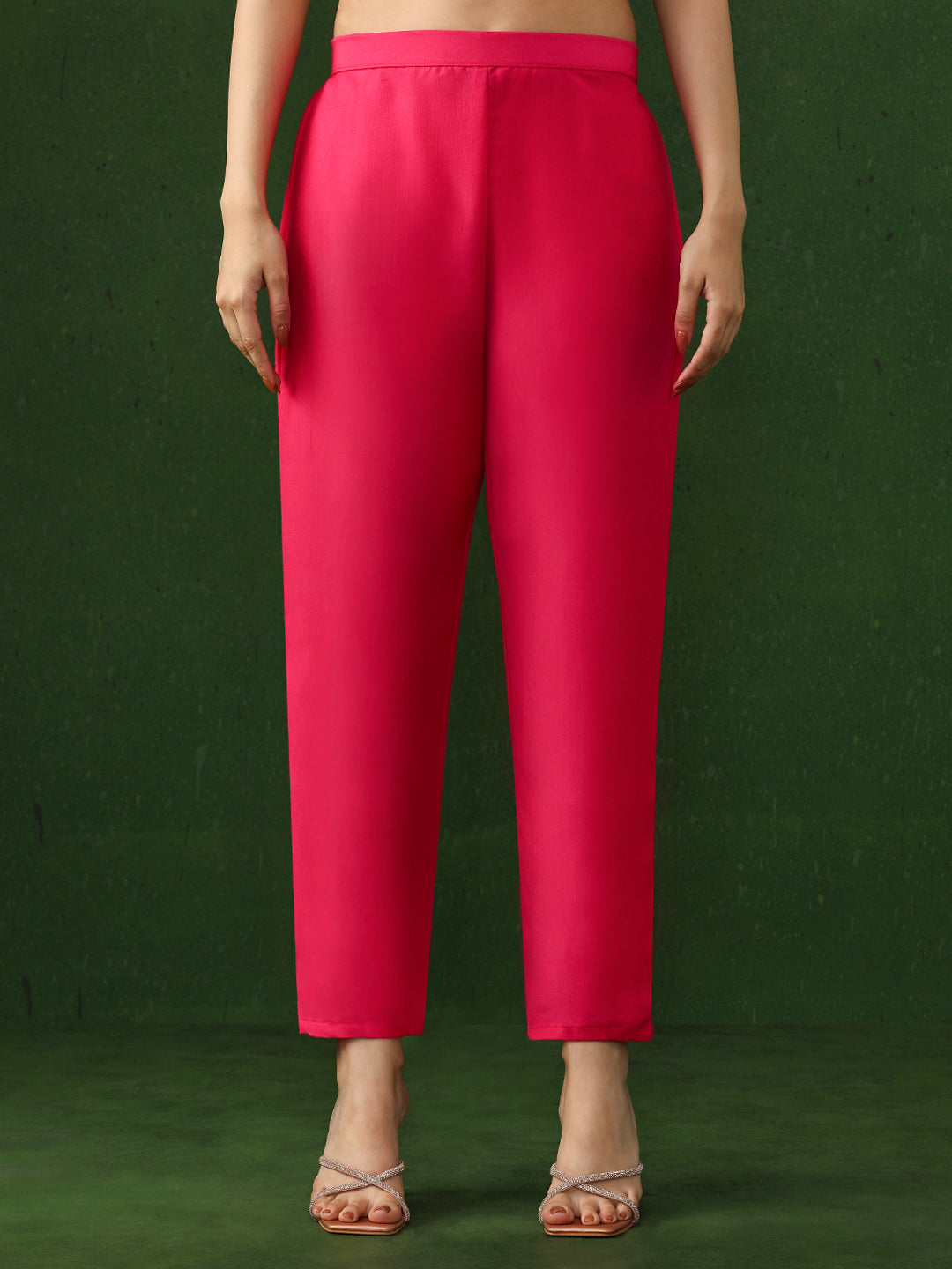 Floral Embroidered A-Line Chanderi Silk Kurta & Trousers Sets