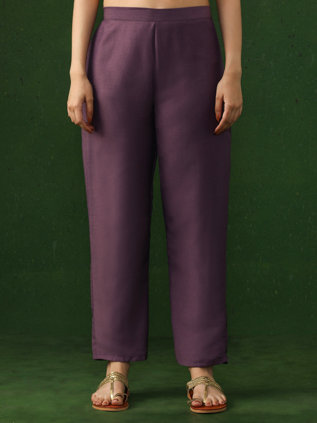 Floral Embroidered Straight Chanderi Silk Kurta & Trousers Sets