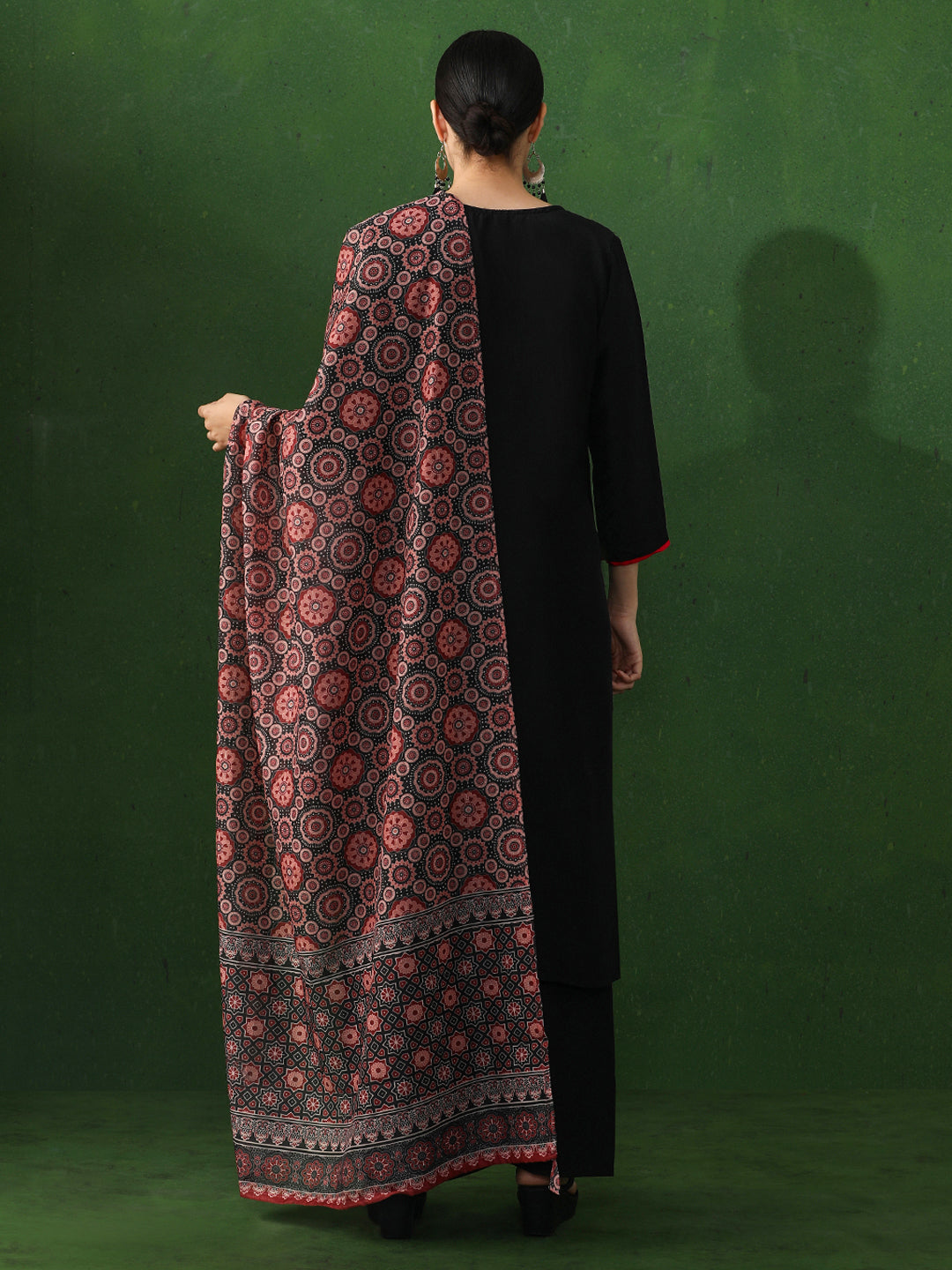 Solid Embroidered Straight Kurta & Trousers Sets