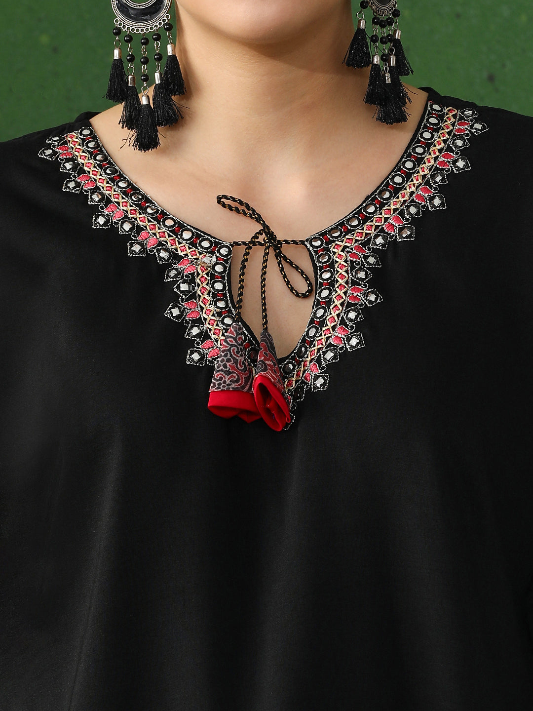 Solid Embroidered Straight Kurta & Trousers Sets