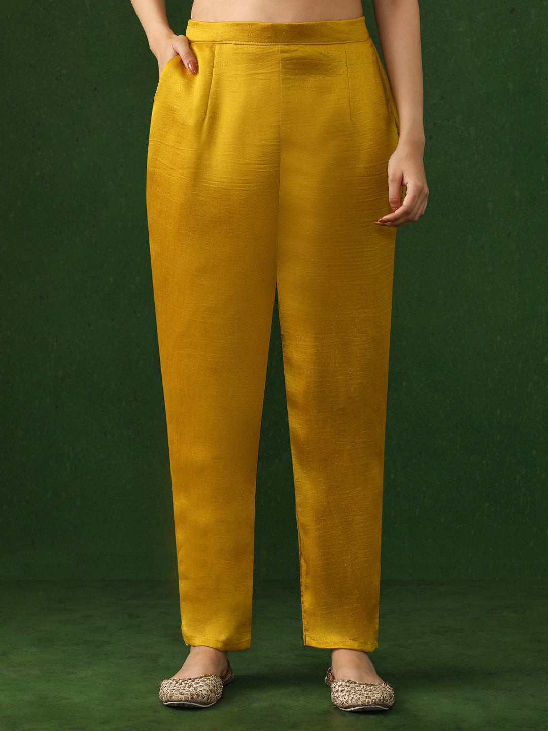 Floral Embroidered Straight Silk Blend Kurta & Trousers Sets