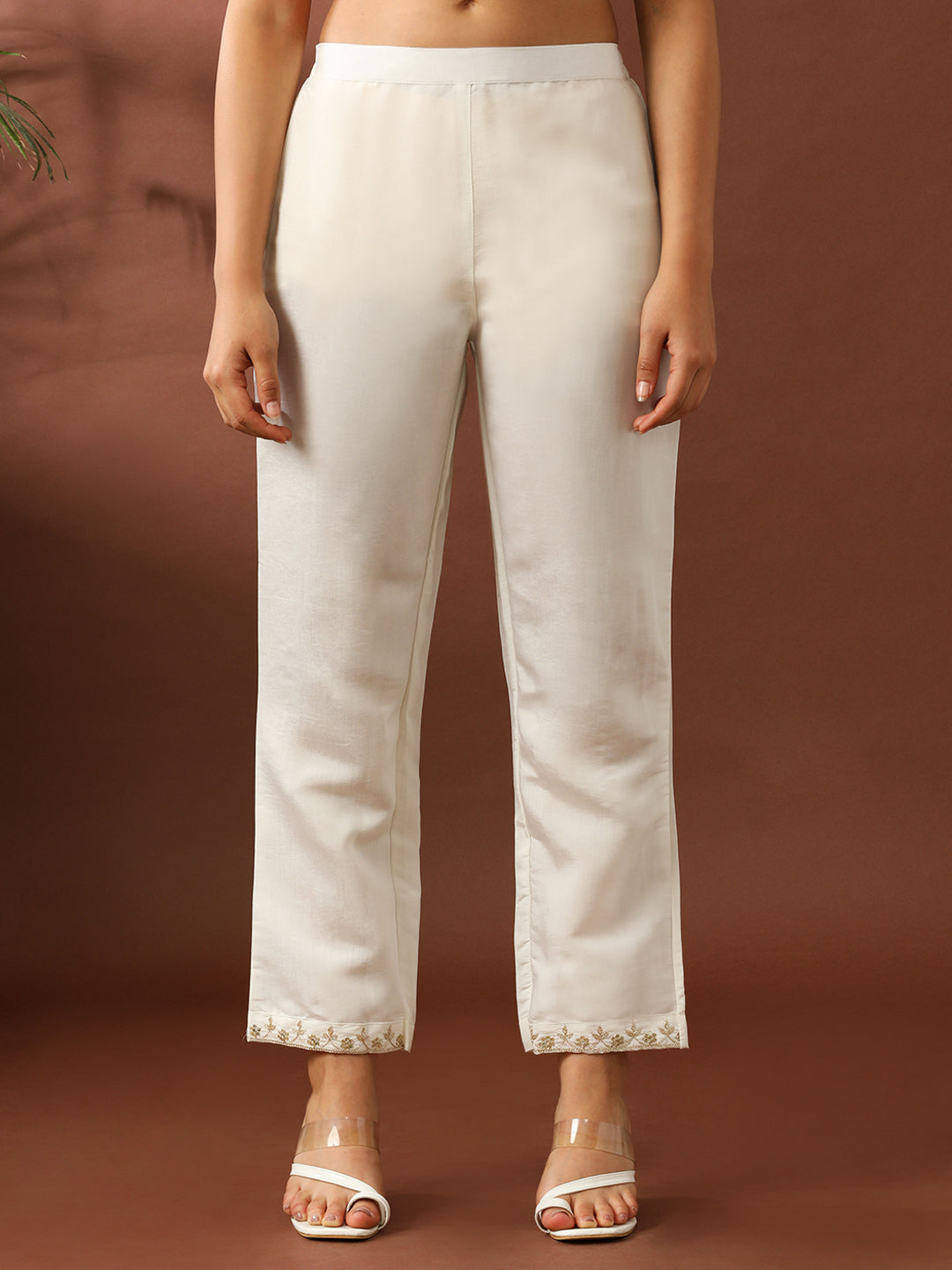 Floral Embroidered Straight Silk Blend Kurta & Trousers Sets