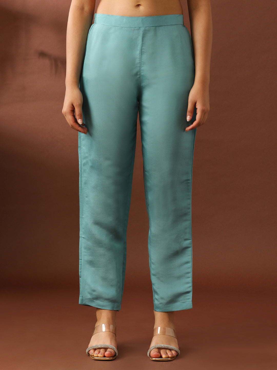 Floral Embroidered Straight Silk Blend Kurta & Trousers Sets