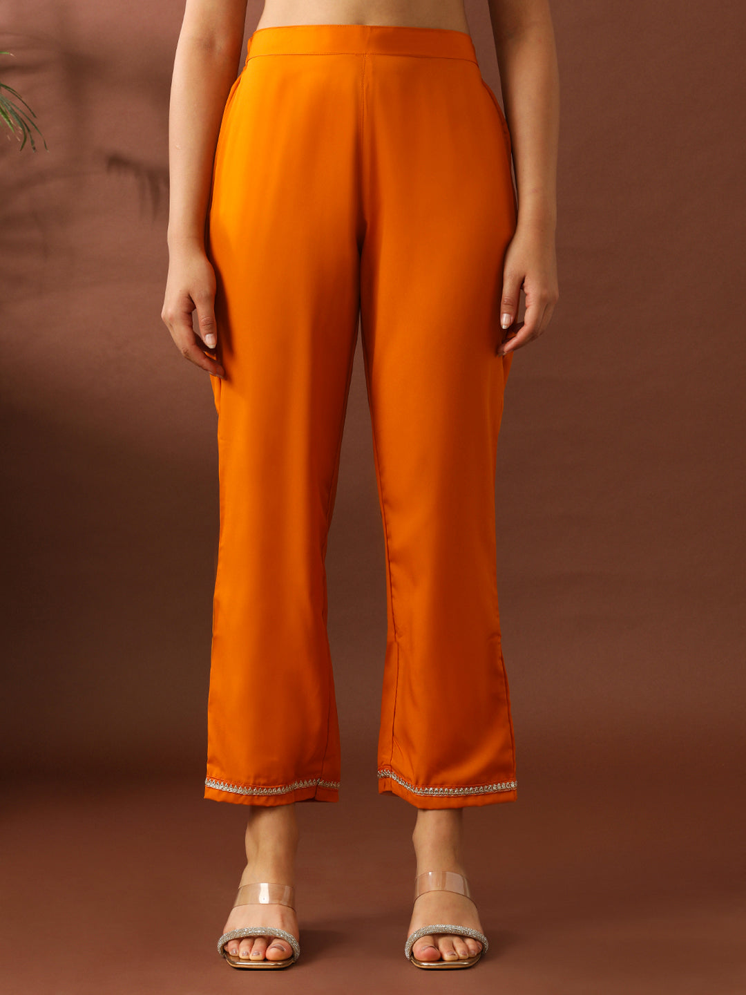 Floral Embroidered Straight Chanderi Cotton Kurta & Trousers Sets