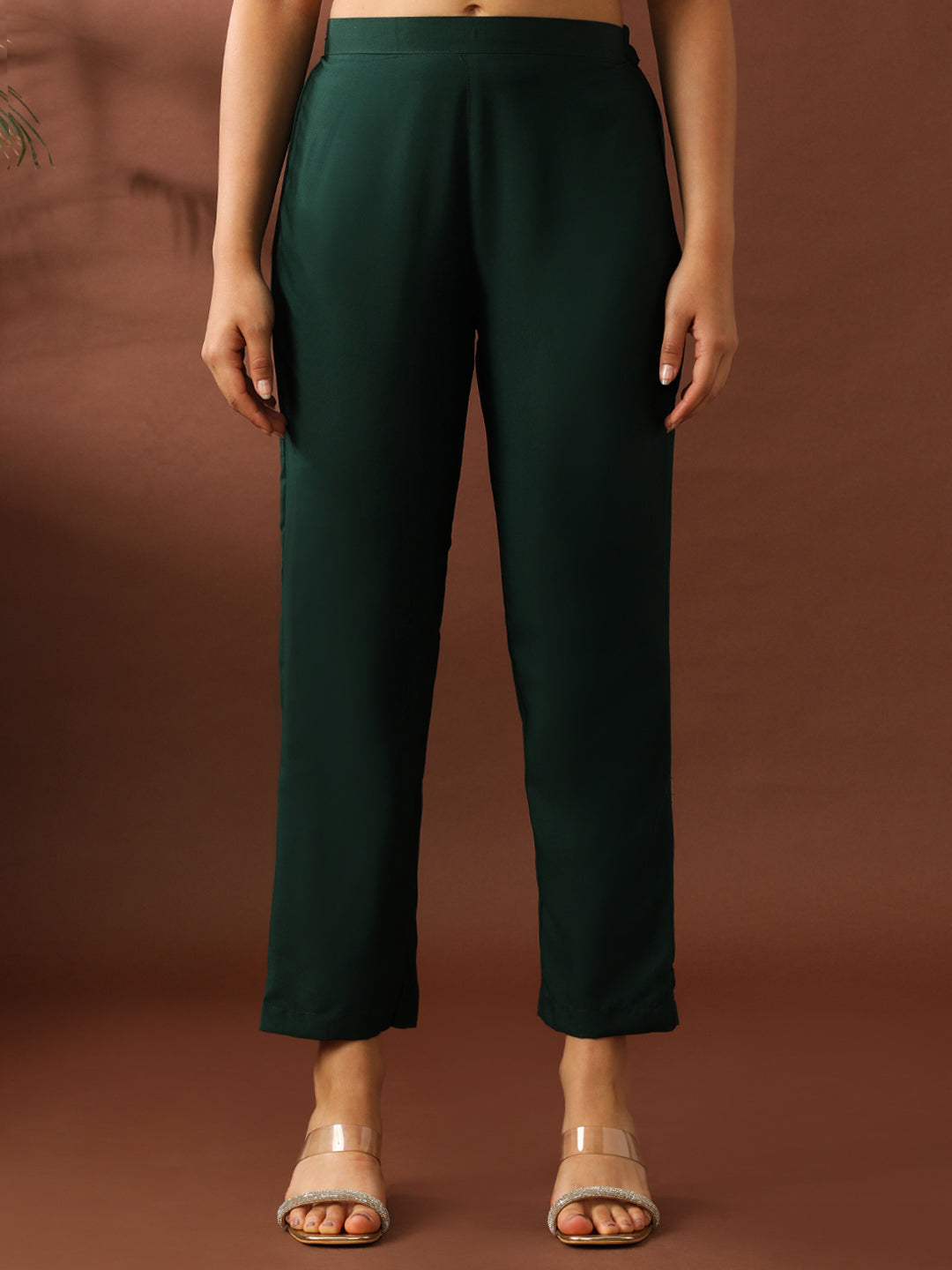 Floral Embroidered A-Line Chanderi Cotton Kurta & Trousers Sets