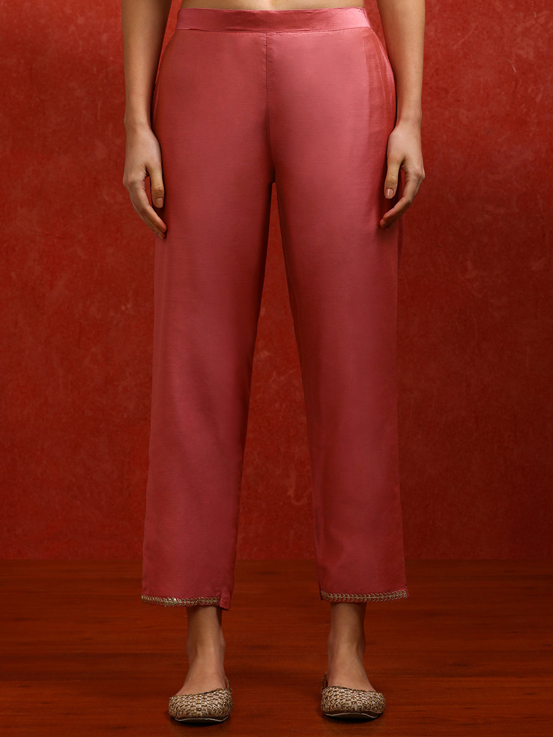 Solid Embroidered A-Line Kurta & Trousers Sets