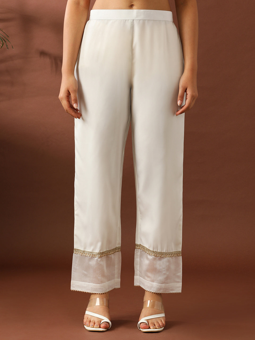 Floral Embroidered Straight Chanderi Cotton Kurta & Trousers Sets