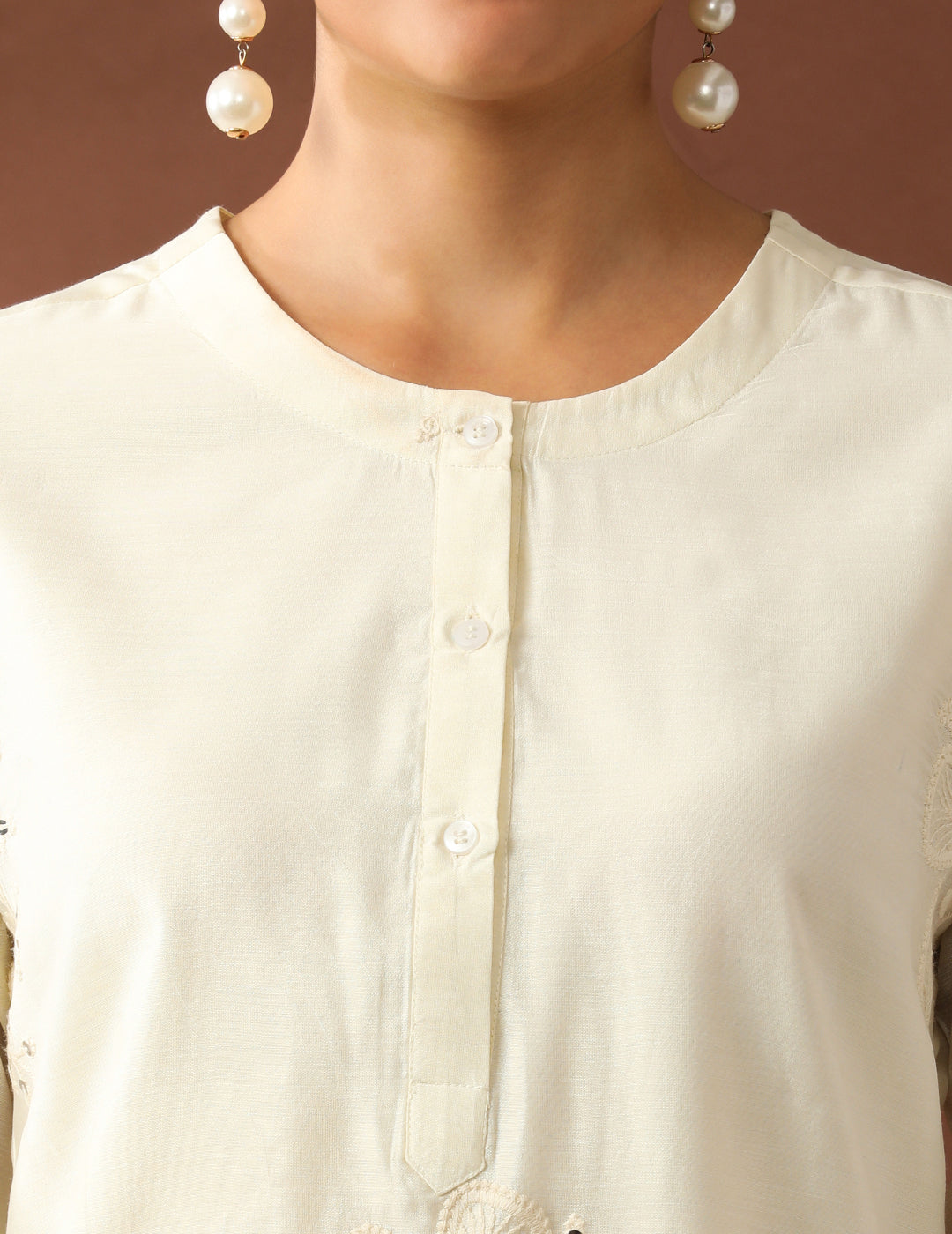 Floral Embroidered Straight Chanderi Cotton Kurta & Trousers Sets