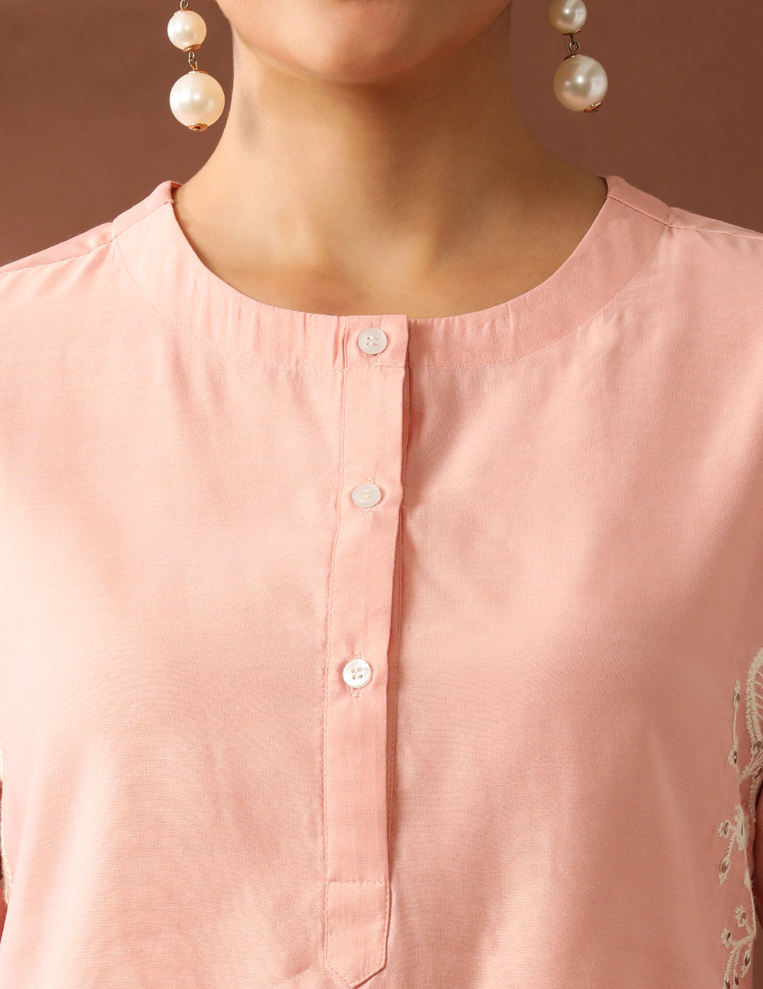 Floral Embroidered Straight Chanderi Cotton Kurta & Trousers Sets