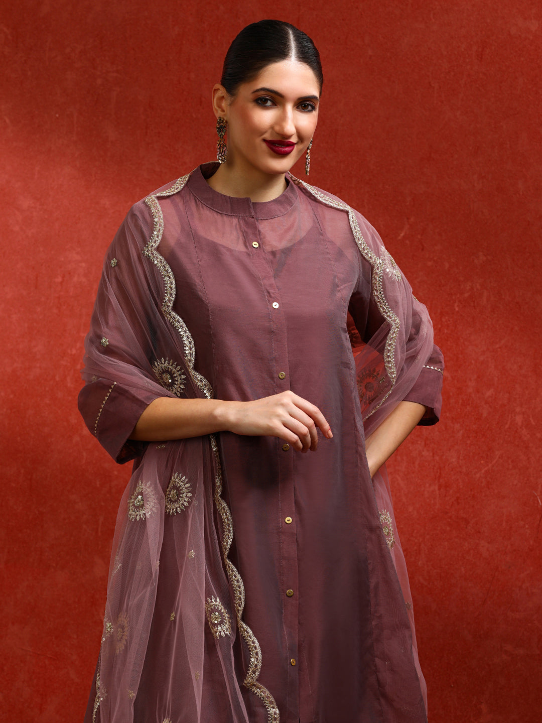 Solid Solid A-Line Kurta & Trousers Sets